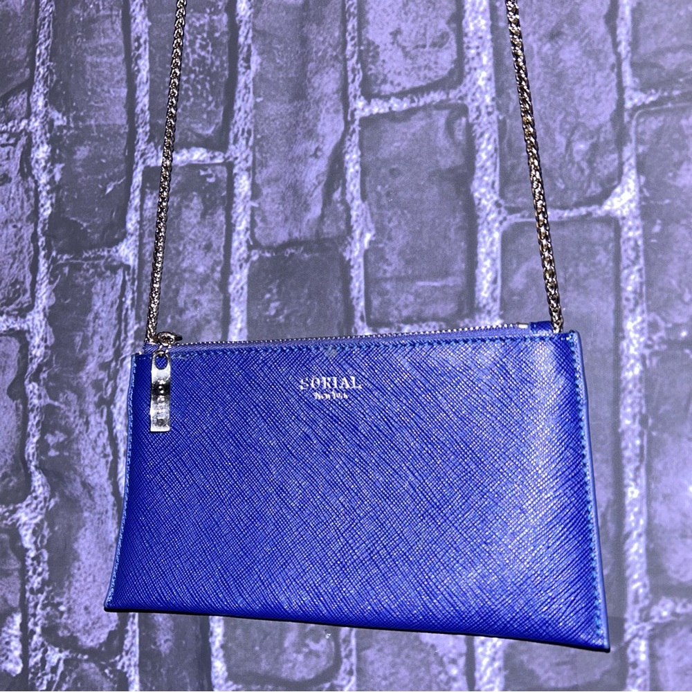 SORIAL New York Vegan PopSugar Sapphire Crossbody Chain Bag GUC